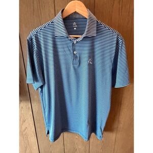 Rhoback Polo Shirt Medium Blue Striped Performance Stretch Golf Mens